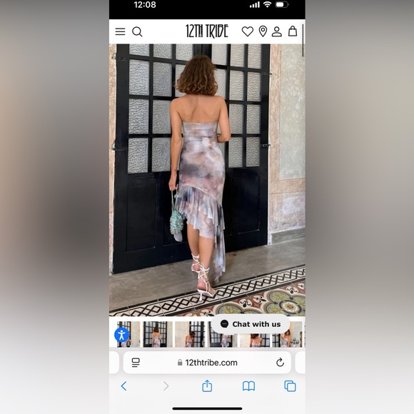 12th Tribe Dusk Strapless Mesh Midi Dress - Picture 3 of 3